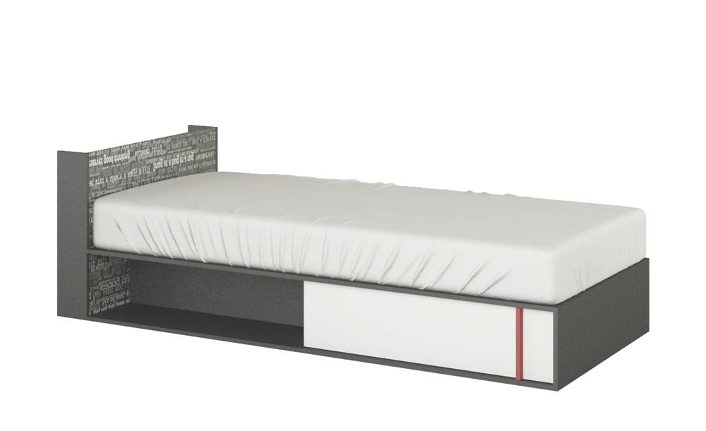 Sconto Posteľ PHILOSOPHY biela/grafit, ľavá, 90x200 cm, značky Sconto